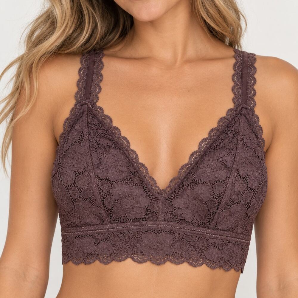 Maurices Wildflower Lace Halter Bralette Mauve Dusty Purple